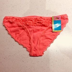 Fruit of the Loom ruffle bikini coral hot orange